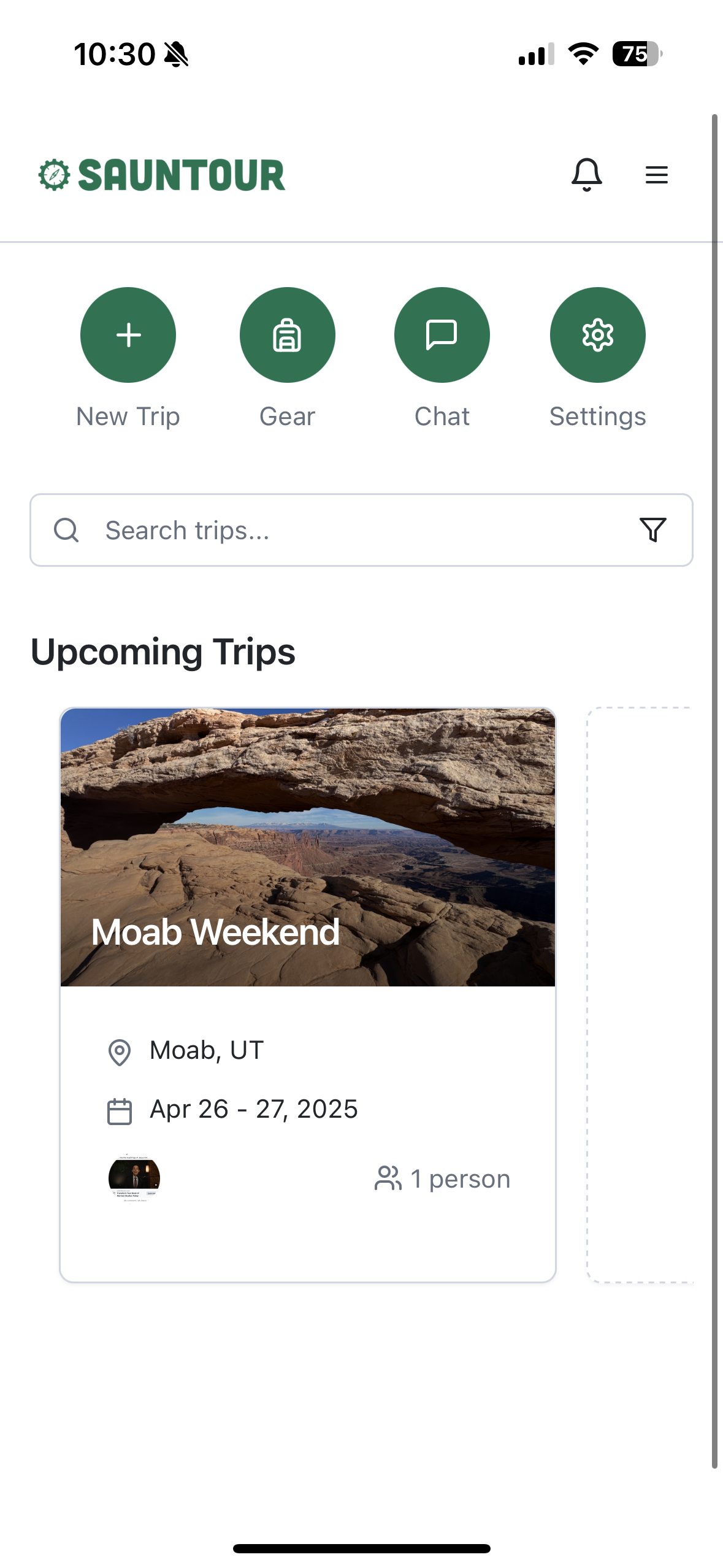 Trip summary screen with photos and highlights